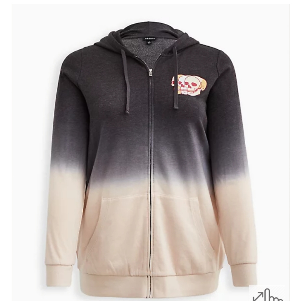 Torrid Dip Dye Gray Cream Skull Hoodie Size 3 22-24